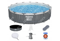 561GD BestWay Каркасный бассейн круглый, 457х107см+фильтрнасос, лестница, тент, освещение