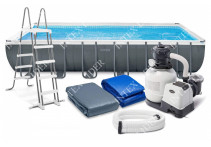 26364 Каркасный бассейн Rectangular Ultra Frame 7,32х3,66х1,32м Intex+песч.фильтр 7900 л/ч
