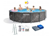 Intex 26744 Каркасный бассейн круглый GreyWood, 549х122см